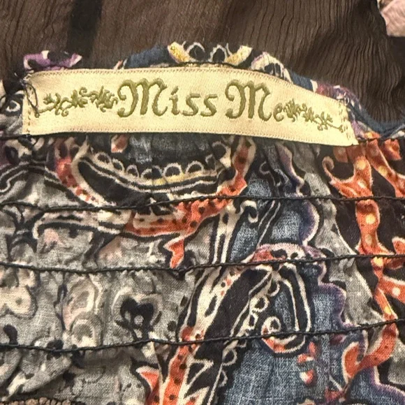 Miss Me 100% Silk black sheer babydoll camisole or chemise with a multi-color - Picture 3 of 5